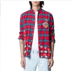 NEW Zadig & Voltaire Mens Torrol Knicks Carreaux Shirt Size 42 / Large New York
